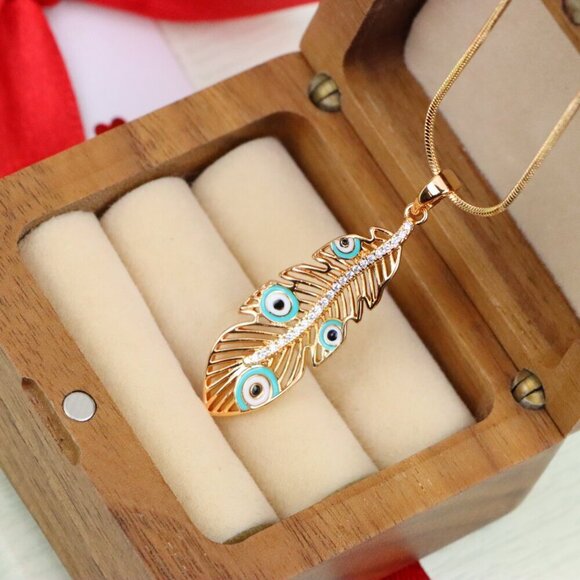 "Elegant Peacock Feather Evil Eye Pendant, XPPT1318 - Picture 10 of 12
